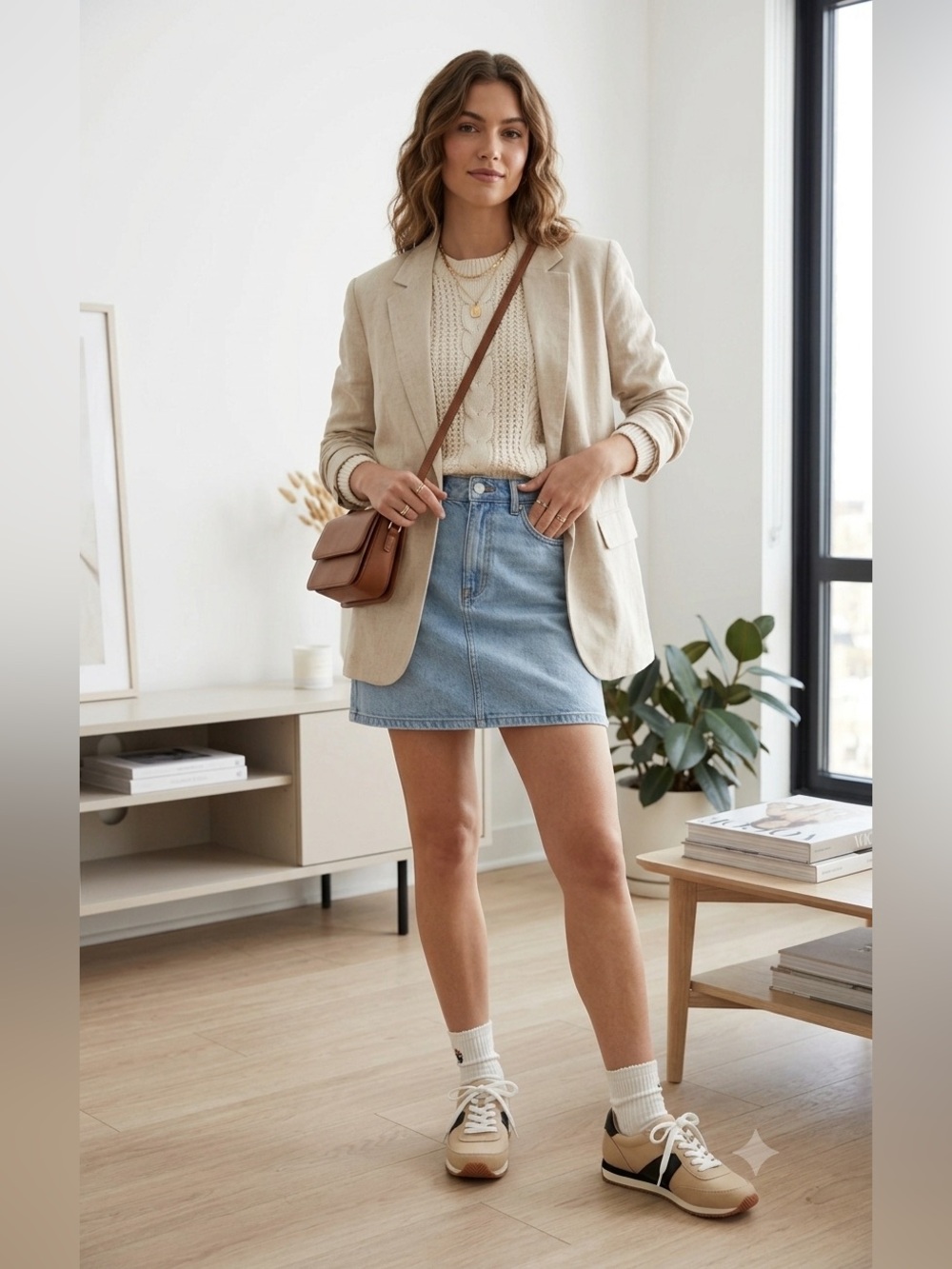 LOFT Beige and Black Low-Top Lace-Up Sneakers